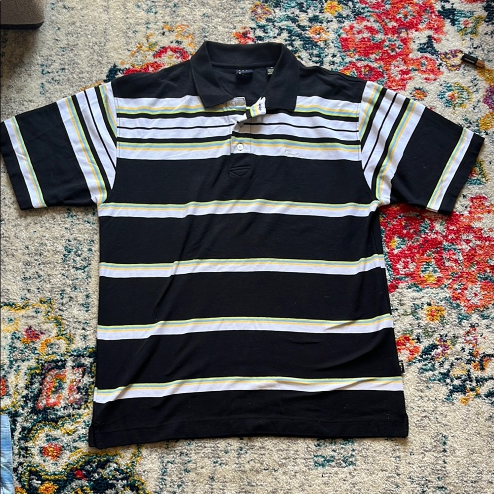 Kanz Black, White, and Green Striped Kids Polo